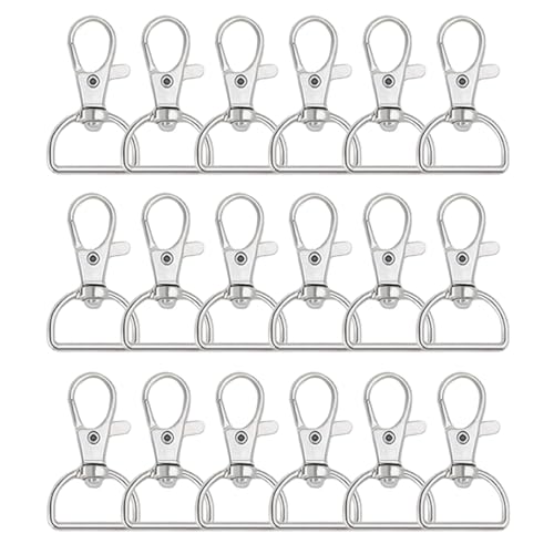 50Pcs Swivel Clasp Hooks D Ring Key Chain Clips, Metal Lobster Claw Clasps Trigger Clip Lanyard Snap Hook for Keychains Making Purse Hardware DIY Crafts 1 Inch Silver - color: silver