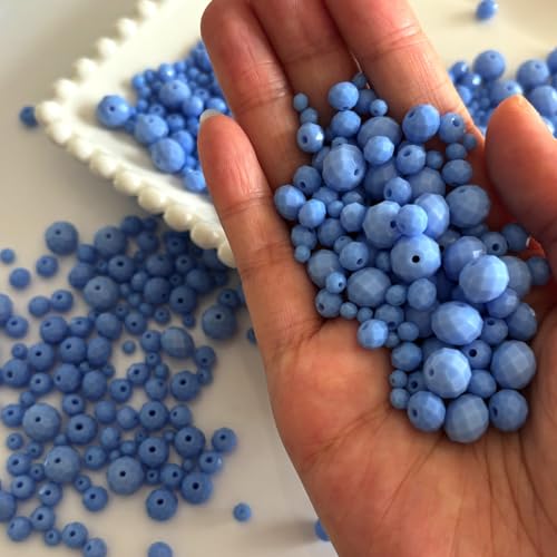 780Pcs Briolette Crystal Glass Beads for Jewelry Making, 3-10mm Faceted Blue Crystal Beads for Bracelets, Rondelle Glass Beads Bulk for Crafts Wine Charms Wind Chimes Suncatchers - color: Blue