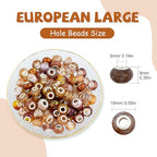 LAIDANLA Brown Mix Large Hole Beads, 100pcs, 14mm, Resin, Plastic, Acrylic, Round, Loose Beads for Jewelry Making, DIY Gifts - color: K-Brown Mix