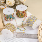 SMYHTGLIF 9.8 Feet White Flower Chain Bulk Stainless Steel Daisy Chain for Jewelry Making Gold Craft Jewelry Findings - color: White Gold