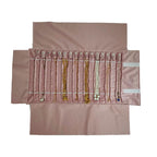 Portable Jewelry Roll Untangled Secure Necklace Travel Storage Bag Displays Holder 16 Chain (gray PU and pink) - color: gray PU and pink
