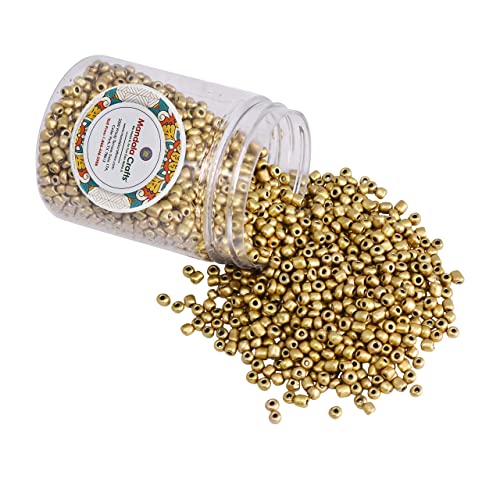 Mandala Crafts 6/0 Glass Seed Beads for Beadwork – 2500 Pcs 4mm Metallic Gold Round Small Rocaille Beads for Jewelry Making, Necklace Bracelet Earring Craft Supplies - color: Metallic Gold, size: Round 6/0 or 4 mm