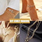 32.8 Feet Necklace Chain Width 3 mm Twisted Chain for DIY Jewelry Making，Necklace Chains Set with 30Pcs Lobster Clasps 60Pcs Jump Rings