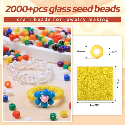 2000pcs Yellow Glass Round Beads, 4mm, Loose Beads for Jewelry Making, Bead Weaving, DIY Craft Projects - color: Yellow