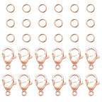 PandaHall 60 pcs 5mm 304 Stainless Steel Jump Rings with 30 pcs Lobster Claw Clasps for Earring Bracelet Necklace Pendants Jewelry DIY Craft Making, Rose Gold - color: Rose Golden-90 pcs, size: 5mm Jump Rings
