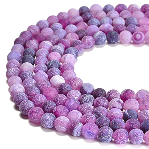 6mm Froasted Purple Agate Round Natural Gematone Loose Beads for Jewelry Making DIY 1 Strand 15" - color: Purple Froasted Agate, size: 6mm
