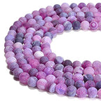 6mm Froasted Purple Agate Round Natural Gematone Loose Beads for Jewelry Making DIY 1 Strand 15" - color: Purple Froasted Agate, size: 6mm