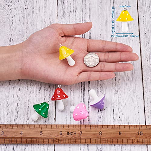Craftdady Fruit Dangle Charms Pendants Cute Resin Food Pendants Apple Orange Pineapple Strawberry Pendants Lovely Vegetable Mushroom Charms for DIY Craft Earring Bracelet Necklace Jewelry Making - color: Random Mixed Color, Mushroom