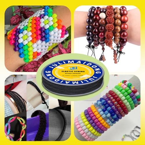 3 Rolls 1.0 mm 495 Feet Rainbow/White/Black Elastic Bracelet Stretchy String Cord, Stretch Bead Cord for Bracelets Jewelry Making, Necklaces, Beading and Crafts - size: 495ft