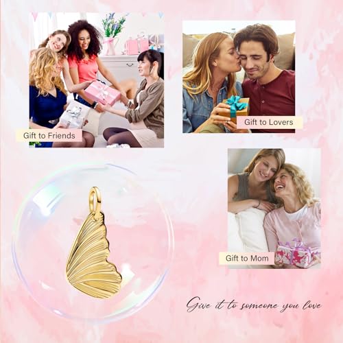 Love Family Friendship Graduation Mothers Nurses Day S925 Bead Pendant Charms for Pandora Bracelets Necklaces, Gifts Women, for Anniversary Birthday Valentines Day Christmas, Silver Gold - style: Butterfly Wing Charm 14K Gold Plated