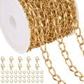 Jabogrii 16.4 Feet Stainless Steel Oval Lip Chain for Jewelry Making Gold Chain Roll DIY Craft Jewelry Making Findings - color: Oval Lip Gold