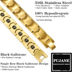 Magnetic Hematite Bracelets for Men Women 316L Stainless Steel Power Balance Energy Magnets Stones Bracelet Jewelry Gift with Adjustment Tool - color: Gold