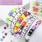 MIIIM 1650 Pcs Pony Beads Letters for Bracelets Making, Vowel-Rich Alphabet Kit with Minimized Rare Characters, 6x7mm Large Hole Square Letter Beads, Numbers (Six Styles) - color: Square Six Style Colors