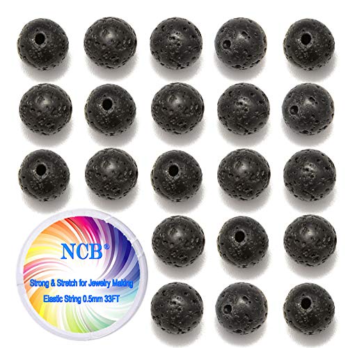 NCB 100pcs Genuine Gemstone Loose Beads 6mm Natural Stone Beads Round Real Energy Stones for DIY Jewelry Making Bracelet Necklace, Stretch Unisex (Black Volcanic Lava, 6mm 100Beads) - color: Black Volcanic Lava, size: 6mm 100Beads