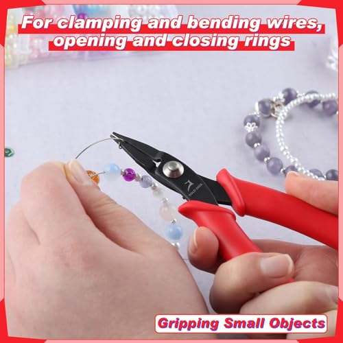 GOLD DEE 5.5" Needle Nose Pliers Mini Chain Nose Pliers Short-Nose Pliers Micro Precision Pliers Flat Smooth Jaws Mini Jewelry Pliers Jewellery Making Tool For Bending Wire Open and Close Jump Rings - style: Long-Nose Pliers