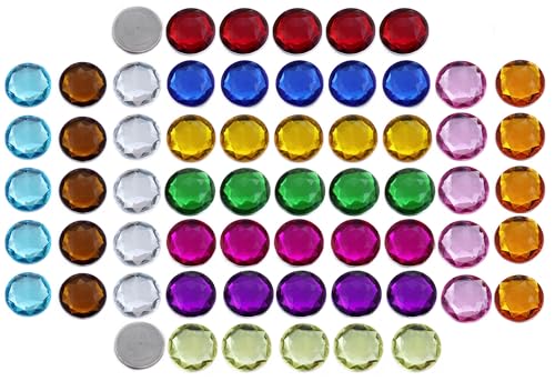 25mm Assorted Colors Flat Back Round Acrylic Rhinestones Plastic Circle Gems for Costume Making Cosplay Jewels Pro Grade Embelishments - 60 Pieces - color: Assorted Colors