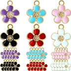 Anjulery 30Pcs Flower Charms for Jewelry Making and Crafting - Enamel Charms for Bracelets Earrings Necklaces Pendants (30Pcs Gold-B) - color: 30Pcs Gold-B