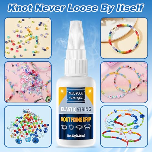Meuvcol Jewelry Bracelet Glue for Elastic String Knot,2 Pcs Clear Clay Beads Glue for Bead Charms, Punctuation Beads, Jewelry Bracelet Making Supplies Kit for Plastic Bracelet Stretchy Cord (100g) - size: 100g, style: Bracelet Glue