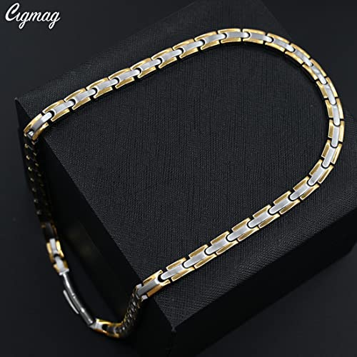 Titanium Necklace for Men Women - Magnetic Necklace Ultra Strength Magnets - with Adjustable Sizing Tool and Present Box - color: Silver & Gold
