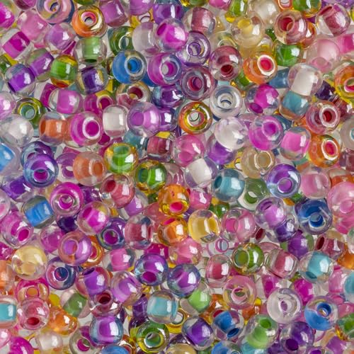 John Bead Czech Glass Seed Bead/Pony Bead 6/0 (100g) Color Lined Crystal Mix Beads for DIY Arts Crafts Jewelry Bracelets Necklaces Earrings Making - color: Color Lined Crystal Mix