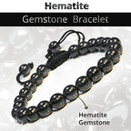 ANAYA AGATE Energy Protection Crystal Handmade Adjustable Bead Bracelet Perfect for Men, Women’s Christmas Gift - Gemstone Healing Stretch Bracelet Pulsera Para Hombre Mujer Stocking Stuffer - color: Hematite