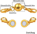 925 Silver Double Lobster Magnetic Necklace Clasps, Magnetic Necklace Clasps and Closures, Double Lobster Clasp Magnetic Jewelry Clasps for Necklaces (12PCS | Gold Silver) - color: 12PCS | gold silver