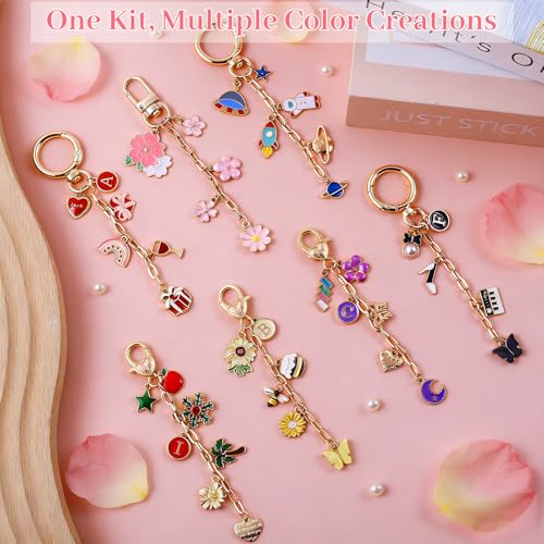 Wurosi 773 Pcs Beaded Keychain Making Kit, Bag Charm Kit, with Chains, Charms & Letter, Key Chain Hooks, Jump Rings, Manual, Gift Bgas, Storage Box & Tools, DIY Crafting and Jewelry Making for Adult - color: 773PCS Keychain Making Kit