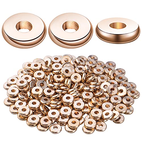 200pcs Gold Plated Flat Round Spacer Beads Brass Disc Spacers Beads Rondelle Spacers Loose Beads Jewelry Spacer Charm Beads for DIY Bracelet Necklace Crafts - color: KC Gold