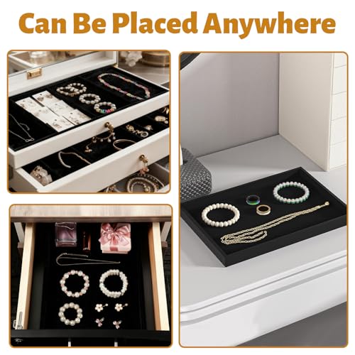 12 Pcs Velvet Jewelry Tray, Blank Stackable Drawers Organizer, Jewelry Display Tray for Beads Bracelets Necklaces Earrings Storage (Black) - color: Black