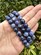 GAF TREASURES Grade A ++ Gemstone Round Bead Adjustable Bracelet 10mm, Genuine Crystal Bead Bracelet, Gift for Men & Women - color: Sodalite