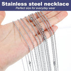 10 PCS Necklace Chains, Stainless Steel Cable Chain Necklace Silver Plated Bulk Necklaces Extender for Jewelry Making DIY Supplies, 17.7 Inches (10)