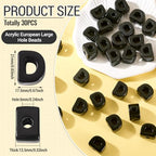 FASHEWELRY 30Pcs Acrylic Letter D Beads with Large Hole Big Plastic Letter Blocks European Beads 3D Letters Chunky Vowel Initial Alphabet Bead for Key Chains Necklace DIY Arts Craft Projects - color: Black, size: D