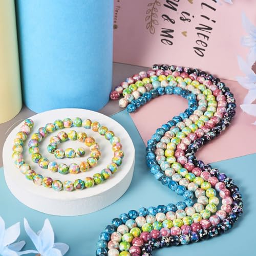 8mm Turquoise Beads Strands Dyed Gemstone Round Loose Spacer Beads 6 Colors for DIY Bracelet Earring Necklace Jewelry Making (6 Strands) - color: Mixed Color-Round