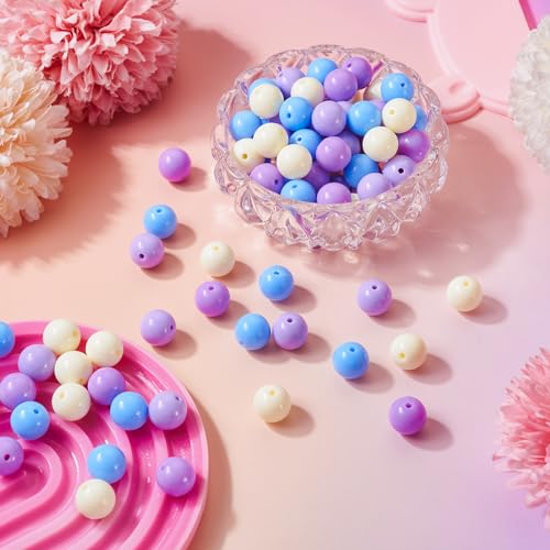 100 Pcs 11.5-12mm Bubblegum Beads Opaque Acrylic Chunky Loose Spacer Round Focal Beads for Jewelry Making Bracelet Necklace Keychain Craft Art Making,Hole:1.8mm,Blue Violet - color: Blue Violet