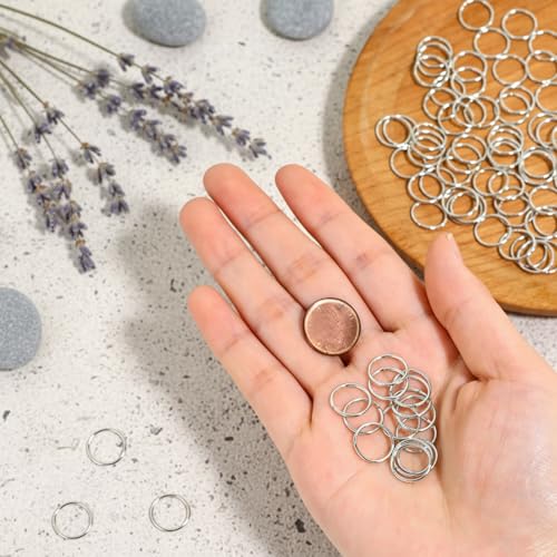 100 PCS Mini Open Jump Rings, Stainless Steel Open Jump Ring 10mm Thickness Round Connectors Small Key Rings O Ring Connectors for Jewelry for Jewelry Making Necklaces Bracelet Earring (Silver)