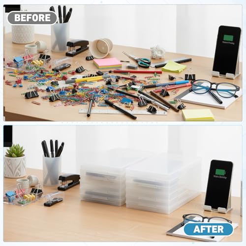 Jetec 6 Pieces Mini Plastic Clear Beads Storage Containers Box for Collecting Small Items, Beads, Jewelry, Business Cards, Game Pieces, Crafts (12.0 x 8.8 x 0.9 Inch) - size: 12.0 X 8.8 X 0.9 Inch