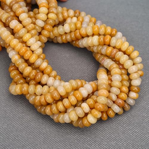 BONNY BOXX 1 Strand Natural 5 * 8mm Yellow Jade Rondelle Beads, Natural Abacus Disk Stone Beads Loose Spacer Gemstone for DIY Bracelet Necklace Jewelry Making - color: Yellow Jade, size: 5*8MM