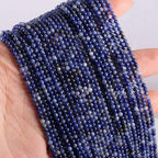 155pcs 2mm Natural Blue Sodalite Stone Loose Round Beads Gemstone Smooth Samll Spacer Beads for jewerly Making Bracelet Necklace - color: Blue Sodalite, size: 2 mm
