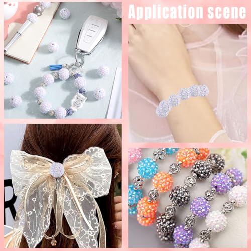 SUNNYCLUE 40Pcs Chunky Resin Rhinestone Beads 20mm White Rhinestone Round Disco Ball Bulk Chunky Bubblegum Spacer Beads for Jewelry Making Bracelet Necklace Pen Craft Supplies - color: 40pcs 20mm White Rhinestone Beads