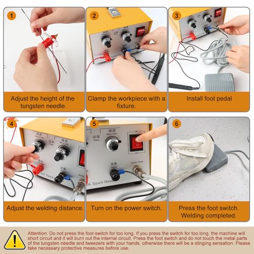 Jewelry Spot Welder Machine, 30A Professional Spot Welder for Gold Silver Platinum, Handheld Pulse Arc Spot Welding Machine for Jewelry DIY Precision Repair (Yellow)
