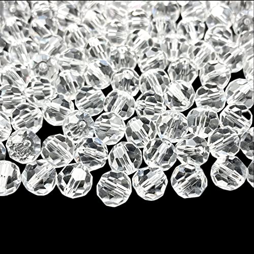Jmassyang 50 Pieces 10mm Faceted Round Crystal Glass Beads Spacer Beads for Jewelry Making, Bracelets Necklaces Earrings Wind Chimes Suncatchers (Crystal Clear) - color: Crystal Clear, size: 10mm