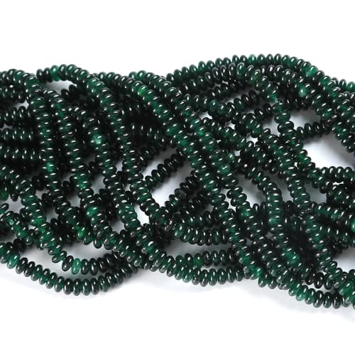 150PCS 2x4mm Natural Blackish Green Jade Stone Rondelle Beads Abacus Disk Stone Beads Round Loose Spacer Gemstone for DIY Bracelet Necklace Jewelry Making - color: Dark green Jade Stone, size: 2x4mm Abacus Disk
