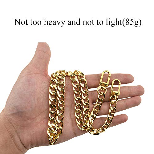 HAHIYO Purse Chain Strap 23.6 inches Yellow Gold for Shoulder Cross Body Sling Handbag Clutch Replacement Strap Comfortable Flat 0.4" Wide 2.4mm Thick Metal 1 Pack - size: Yellow Gold 23.6 inches
