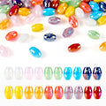 50Pcs Faceted Glass Oval Beads 11x8mm Crystal Column Suncatcher Beads Oval Shaped Kandi Beads Spacers for Crafts DIY Wind Chimes Jewelry Making Supplies - color: 10 Colors, Opaque