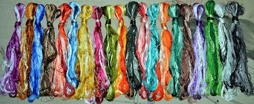 China Natural 100% Mulberry Silk Floss Handmade Embroidery Jewelry Making Threads DIY Kits 100 Colors 22m Each（100pcs） - color: 100 COLOR