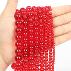 Red Round Crystal Glass Beads for Jewelry Making (4/6/8/10/12mm), Smooth Round Natural Gemstone Glass Spacer Loose Beads for Crafts Bracelets Necklaces Charms - color: Round Smooth Glass Beads:Red