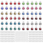BetterJonny 260pcs Charms for Jewelry Making, 60pcs Gold Crystal Birthstone Charms Beads with 100 Lobster Clasps and 100 Jump Ring for Necklace Bracelet Earring - color: （#A）Silver Round