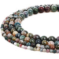 RUBYCA Natural Indian Agate Gemstone Round Loose Beads Quartz for DIY Jewelry Making 1 Strand - 4mm - color: Indian Agate, size: 4 MM