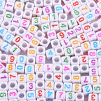 1000pcs White Square Acrylic Number Letter Beads 6x6mm Colorful Number 0-9 Beads for Jewelry Making and DIY Bracelets Necklaces Key Chains - color: White Mixed Colorful Number 0-9