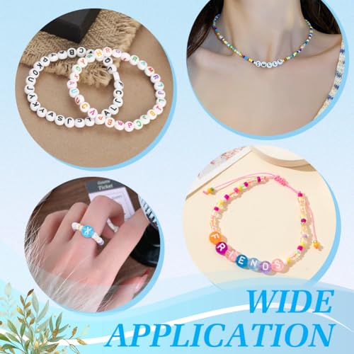 1000Pcs Transparent Letter Beads Acrylic Mixed Alphabet Beads Flat Round Disc Spacer Bead White Alphabet Pattern Loose Bead for Bracelet Jewelry Making DIY Craft 7x4mm Deep Sky Blue - color: Deep Sky Blue